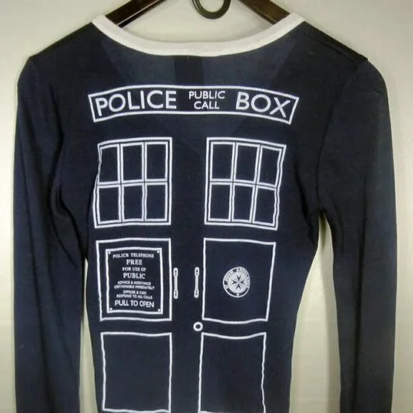 Doctor Who Navy Blue Long Sleeve Button Down Shirt X-Small - Picture 2 of 4